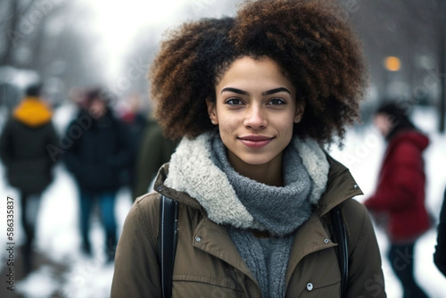 young adult woman in winter...