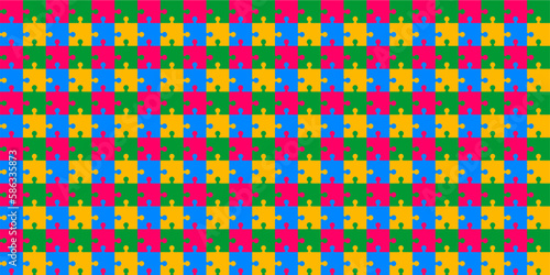 jigsaw puzzle background seamless pattern colorful vector illustration set