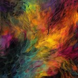 Explosion with multicolored blurred shapes and textures