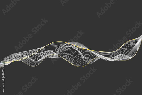 Golden And White Wave Lines Pattern Abstract Background. Vector