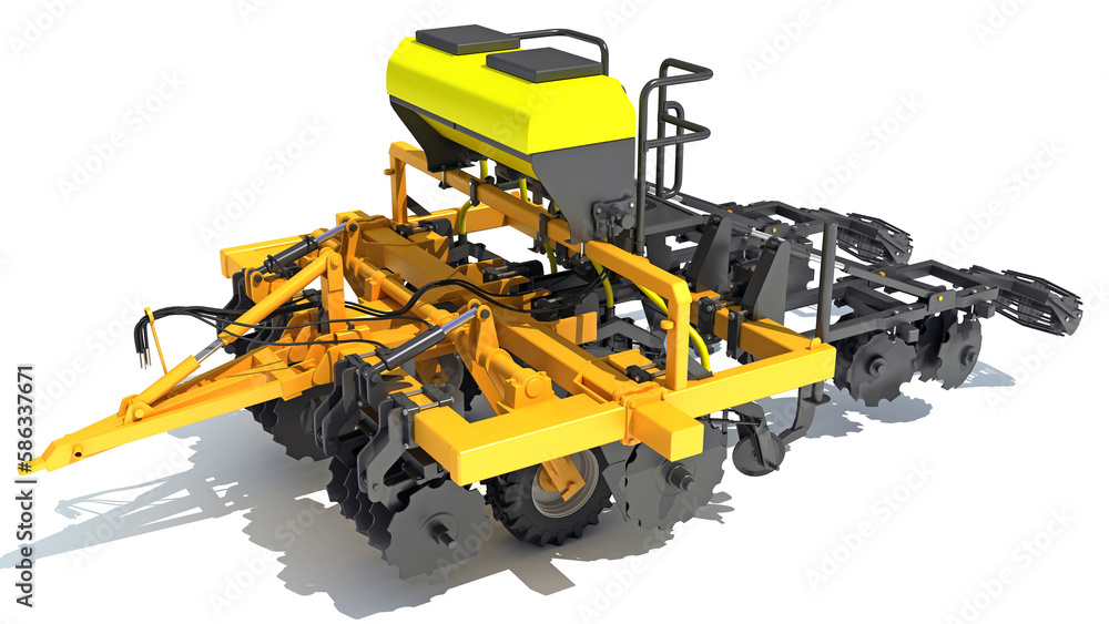 Farm Subsoiler 3D rendering on white background Farm Subsoiler 3D rendering on white background