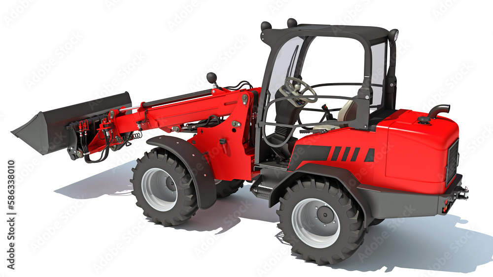 Fototapeta premium Wheel Loader 3D rendering on white background