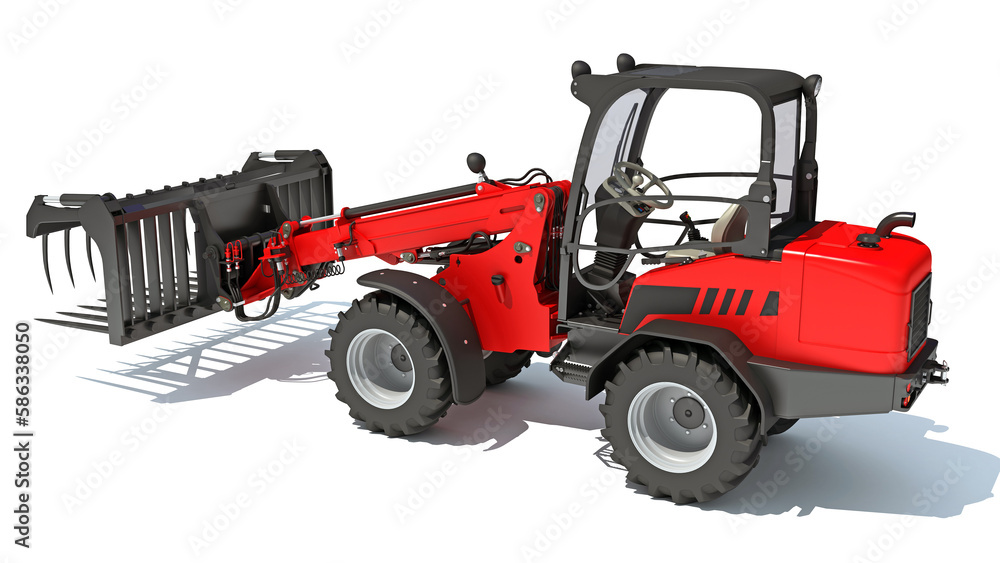 Wheel Loader 3D rendering on white background Wheel Loader 3D rendering on white background