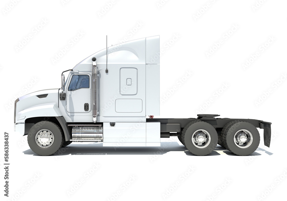 Semi Truck 3D rendering on white background Semi Truck 3D rendering on white background