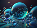 Blue water bubbles Dynamic liquid shapes background created with Generative AI technology