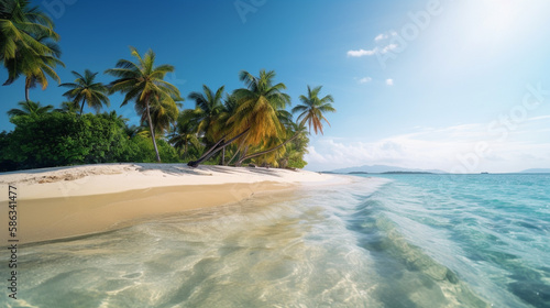 Beach with palm trees Generative AI