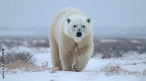 Polar bear in the snow Generative AI