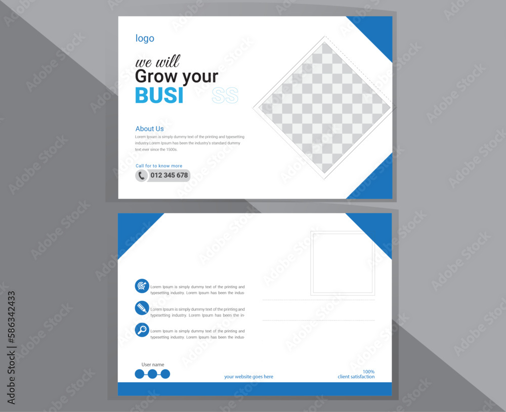Modern post card design for corporate business with abstract shape design, vector post card design template Modern post card design for corporate business with abstract shape design, vector post card design template