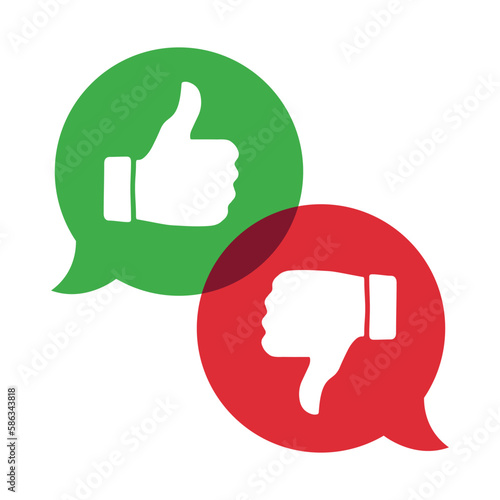 Thumbs up and Thumbs down Speech Bubbles