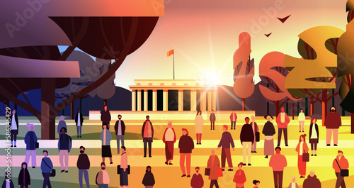 multiethnic people group walking outdoor mix race men women crowd in casual clothes standing together diversity multiculturalism