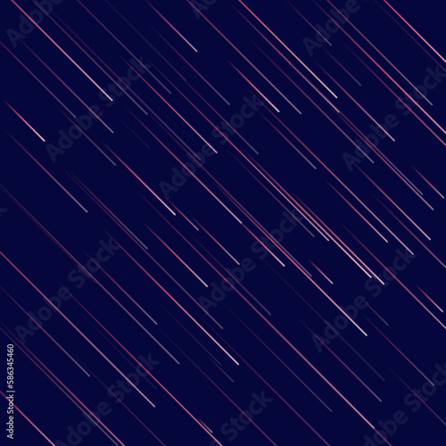 Meteor or comet. Neon space flying meteorite or asteroid, vector illustration. Meteor fire trails isolated. Fireball glowing gas and dust tails at night sky