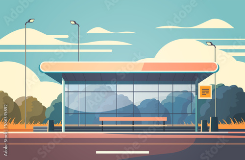 modern city transportation building bus station waiting terminal for passenger carriage