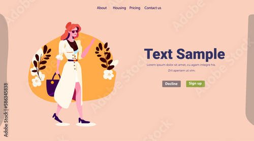 beautiful woman with flowers casual girl in sunglasses mothers day card template horizontal
