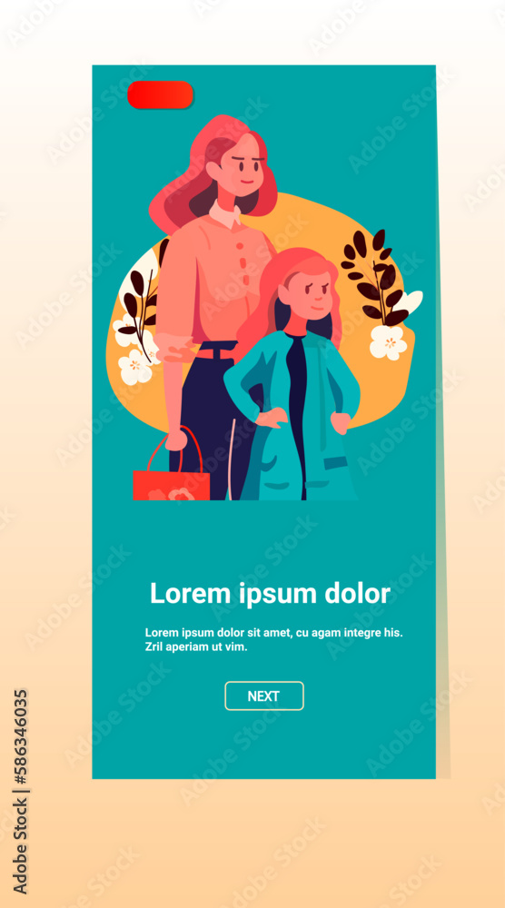 Fototapeta premium mother walking with her little child loving family parenthood childcare concept mothers day card template