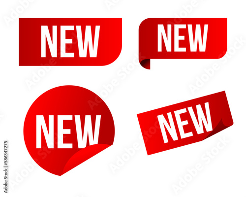 New label collection set. Sale tags. Red discount ribbons, banners and icons. Shopping tags. Sale icons.
