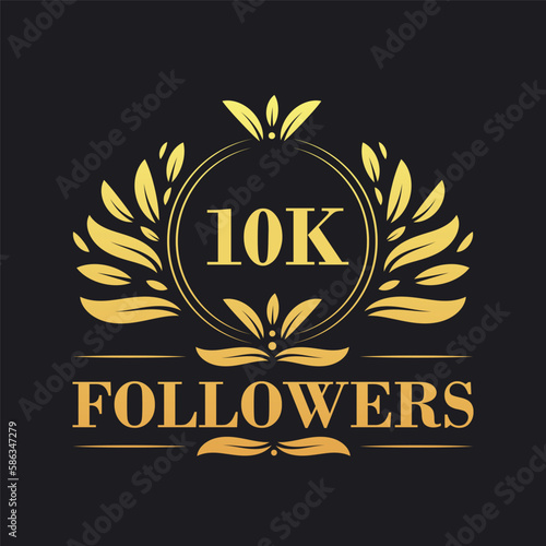 10K Followers celebration design. Luxurious 10K Followers logo for social media followers