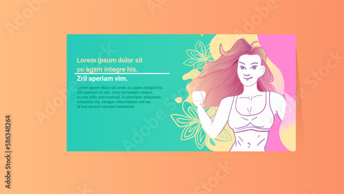 sexy woman young sporty girl in sportswear posing on camera fitness club ad template portrait