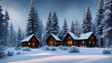 A Lone Cabin in the middle of a Valley in winter - Landscape Wallpaper