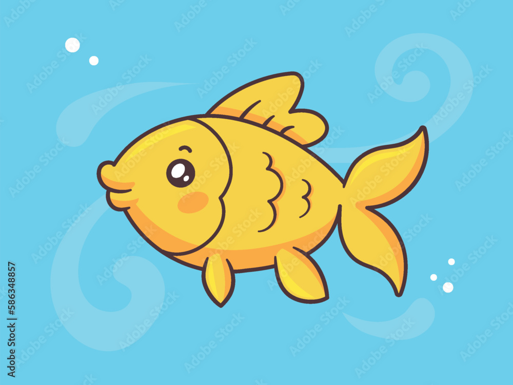 Cute kawaii gold fish vector cartoon illustration Cute kawaii gold fish vector cartoon illustration