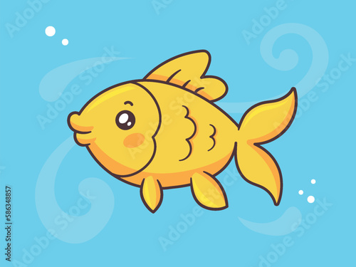 Cute kawaii gold fish vector cartoon illustration