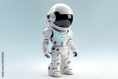 Astronaut in space suit and helmet on light background 3D render style sci-fi illustration, generative ai