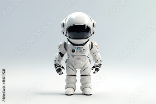 Astronaut in space suit and helmet on light background 3D render style sci-fi illustration, generative ai
