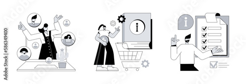 Online shopping abstract concept vector illustration set. Customer persona, consumer information, service guide, target audience, data-driven user research, brand positioning abstract metaphor.