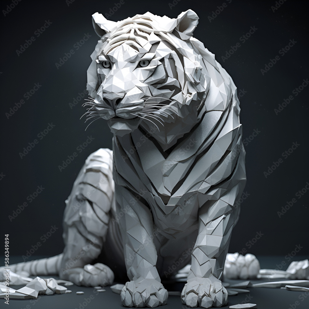 Fototapeta premium White tiger origami