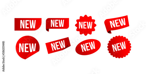 New label collection set. Sale tags. Red discount ribbons, banners and icons. Shopping tags. Sale icons.