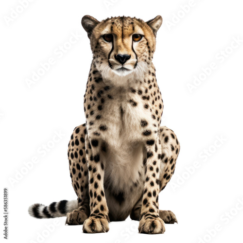 cute and wild cheetah isolated on transparent background. Generative AI photo