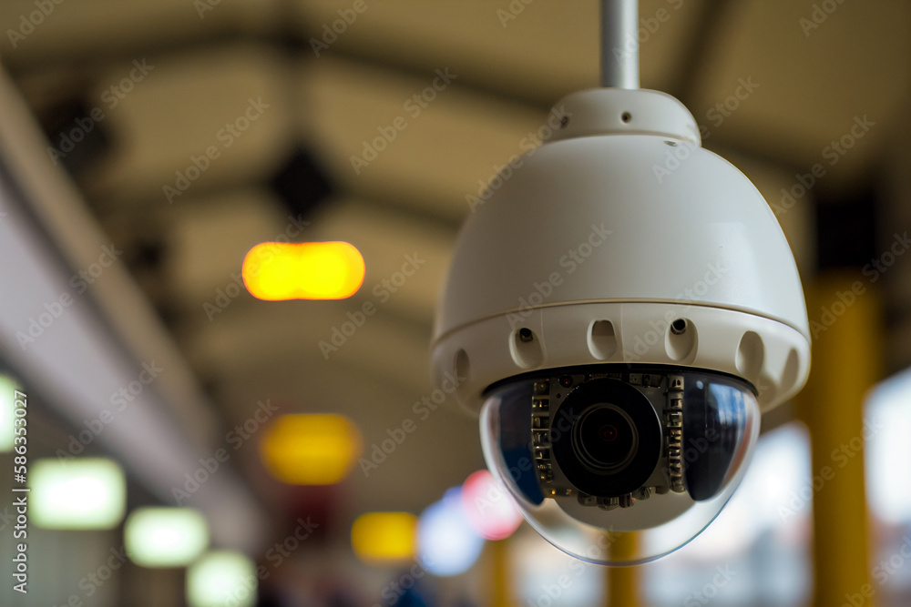 security camera in a store, observation, cctv, blurred background made with Generative AI security camera in a store, observation, cctv, blurred background made with Generative AI