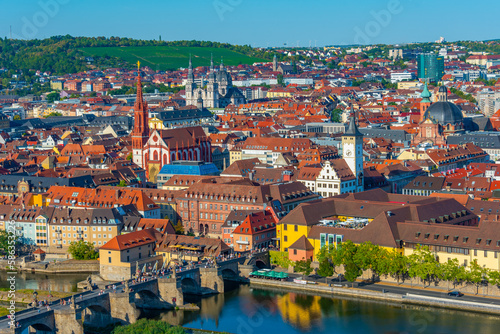 Panorama view of German town Würzburg photo