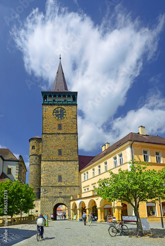 Jicin - Valdicka gate with tower - city symbol. Jicin is urban monuments preservation area of Bohemian Paradise region, Czech Republic photo