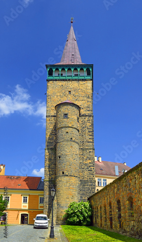 Jicin - Valdicka gate with tower - city symbol. Jicin is urban monuments preservation area of Bohemian Paradise region, Czech Republic photo