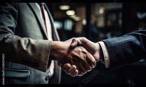 Business people handshake partnership teamwork deal cooperation, generative AI