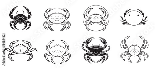 Crab icons set sketch hand drawn illustration Logo