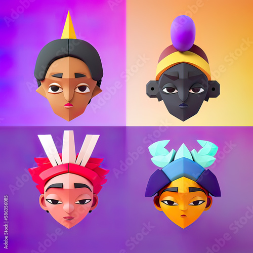 Fantasy era of diversity. avatar cartoon style. Generative ai