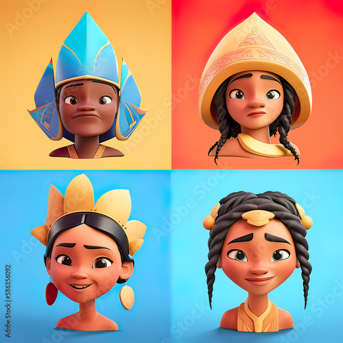 Fantasy era of diversity. avatar cartoon style. Generative ai