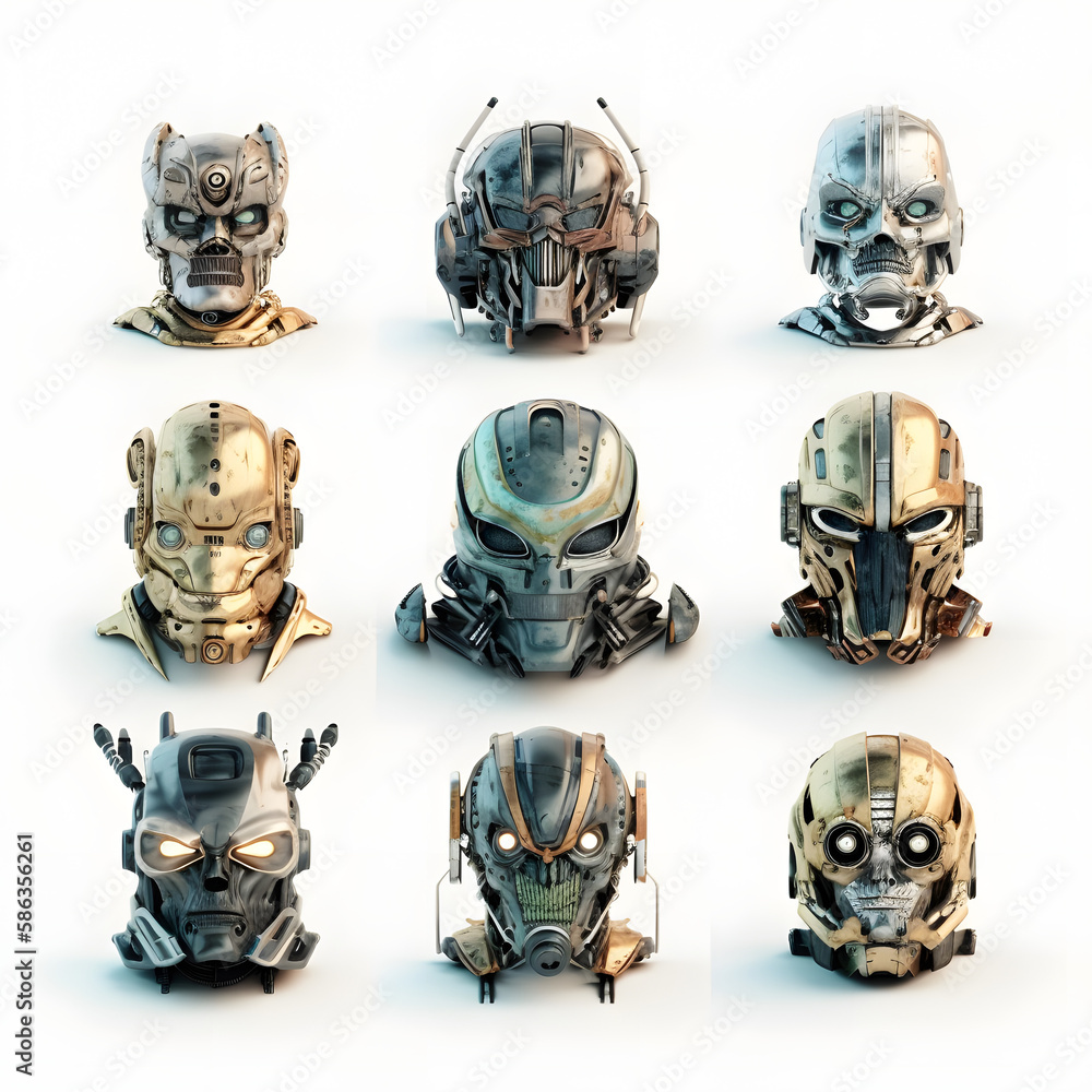 collection robot heads faces heads and faces android head robot