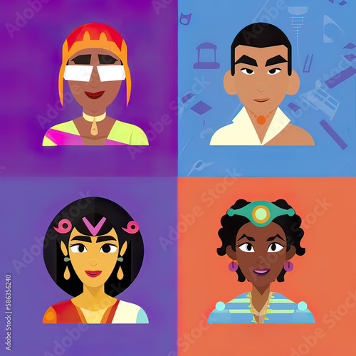 Fantasy fashion in diversity. cartoon style avatar. Generative ai