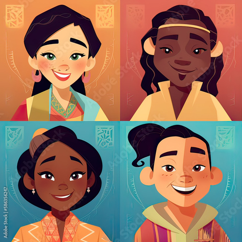 Fantasy fashion in diversity. cartoon style avatar. Generative ai