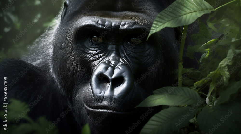Odyssey of the Eyes: Deep Look of a Gorilla in Portrait (Generative AI)