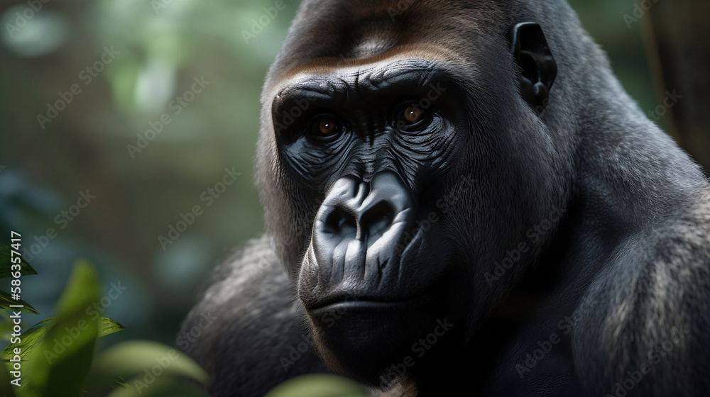 Close-Up Portrait of a Gorilla (Generative AI) Close-Up Portrait of a Gorilla (Generative AI)