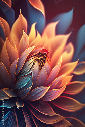 large flowers as close up, an abstract background image illustration created with Generative AI technology
