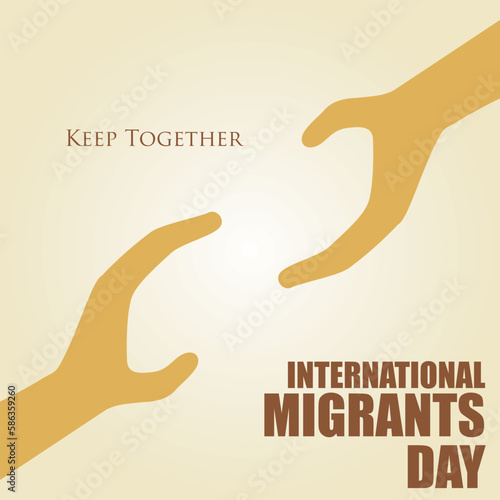 International Migrant Day. This illustration depicts migrants from different backgrounds who came to leave their homes because of problems.