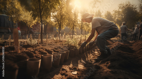 Spring gardening. Illustration Generative AI..