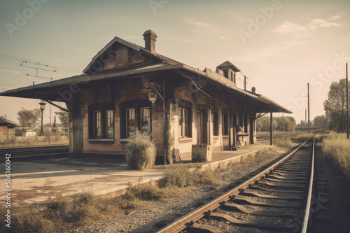 old small train station in need of renovation created with Generative AI technology