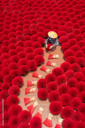 A worker working with incense pattern texture background in Asia, Vietnam. People lifestyle.