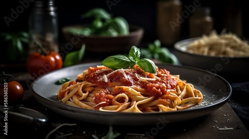 A plate of spaghetti and meatballs, with steam rising from the noodles and sauce