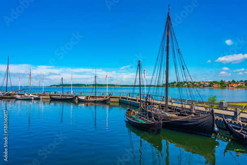 Foto Reconstructed viking ships at the port of Roskilde, Denmark